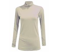 Ladies Long Sleeve Turtle Neck Tee Top Slim Fit Classic Jumper Top Womens Casual Wear Polo Neck Tunic Shirt Beige UK 16-18