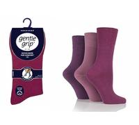 Ladies Plain Gentle Grip Socks - Non-Binding HoneyComb Comfort Fit, Soft Cotton Blend Socks for All-Day Comfort-6/12 pack (4-8 Purple Mix 6)