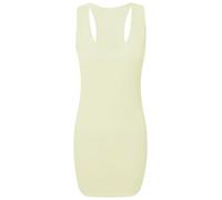 Ladies Plain Long Bodycon Racer Back Muscle Vest Womens Sleeveless Maxi Gym Top (16 / 18, Cream)