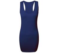 Ladies Plain Long Bodycon Racer Back Muscle Vest Womens Sleeveless Maxi Gym Top (20 /22, Navy)