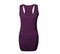 Ladies Plain Long Bodycon Racer Back Muscle Vest Womens Sleeveless Maxi Gym Top Size 8-26