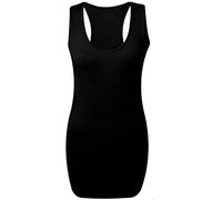 Ladies Plain Long Bodycon Racer Back Muscle Vest Womens Sleeveless Maxi Gym Top Size 8-26