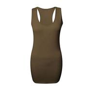 Ladies Plain Long Bodycon Racer Back Muscle Vest Womens Sleeveless Maxi Gym Top Size 8-26