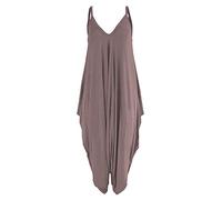 Ladies Plain Summer and Neon Coloured Harem Romper Jumpsuit Baggy Playsuit One Size Choose from 20 (Mocha)