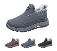 Ladies Platform Fleece Lined Ankle Boots Slip on Waterproof Snow Boots Winter Warm Ankle Bootie Outdoor Anti-Slip Faux Fur Lined Work Booties Thickened Sneakers UK 5.5#B1_Grey Footwear