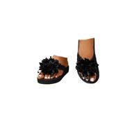 Ladies Platform Flip Flops Floral Embellished Wide Fit Sandals, Boho Flat Thong Slippers with Yoga Mat Comfort, Casual Lightweight Walking Flip Flops for Summer Beach Outdoors