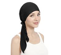 Ladies Pleated Chemo Headscarf Stretchy Turban Head Cap Soft Breathable Bandana Cap Women Lightweight Beanie Hat Hair Cover Pre Tied Headwear Adjustable Muslim Headwrap Cotton Hijab Tube Headgear
