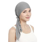 Ladies Pleated Chemo Headscarf Stretchy Turban Head Cap Soft Breathable Bandana Cap Women Lightweight Beanie Hat Hair Cover Pre Tied Headwear Adjustable Muslim Headwrap Cotton Hijab Tube Headgear