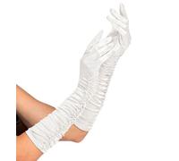 Ladies Plisse Satin Gloves 44cm Long Opera Burlesque Fancy Dress Accessory