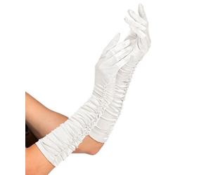 Ladies Plisse Satin Gloves 44cm Long Opera Burlesque Fancy Dress Accessory