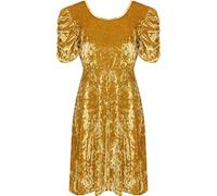 Ladies Plus Size Crushed Velour Velvet Swing Dress Ruched Short Sleeve Cross Back Size 14-28 (UK - 16, Mustard)