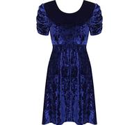 Ladies Plus Size Crushed Velour Velvet Swing Dress Ruched Short Sleeve Cross Back Size 14-28 (UK - 20, Royal Blue)