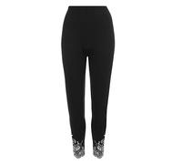 Ladies Plus Size Laser Cut Sequins Pants Beaded Flower Petal Leggings Womens Summer Fashion Stretchy Trousers Black UK 30-32
