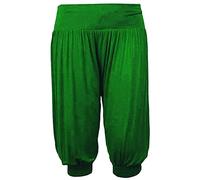 Ladies Plus Size ¾ Leggings Alibaba Trousers Summer Casual Wear Harem Pants Womens Loungewear Comfy Baggy Trousers Plain Ali Baba Bottoms Pants Bottle Green UK 12-14