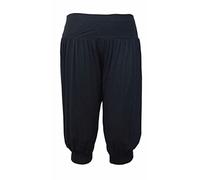 FASHION FAIRIES Womens ¾ Yoga Pants Lounge Trousers Cuffed Harem Trousers Belly Dance Pants Ladies Summer Casual Wear Alibaba Trousers Egyptian Genie Themed Pants Leggings Black UK 16-18