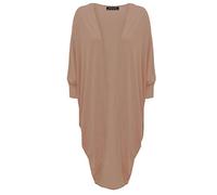 Ladies Plus Size Lightweight Boyfriend Plain Long Kimono Batwing Relaxed Fit Sweater Top Women's 3 Sleeve Batwing Long Kimono Cardigan Open Front Maxi Dress Camel UK 22-24