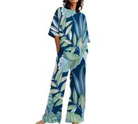 Ladies Plus Size Lounge Wear - Wide Leg Loungewear Sets For Women Uk - Loungewear Tracksuit Nightwear Long Sleeve Sleepwear Plus Size Pjs Sets Soft 2 Piece Lounge Set (AG #2, XXXXL)