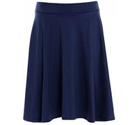 Ladies Plus Size Plain & Printed Flared Skater Skirt - Women’s Elastic Waist Midi A-Line Swing Skirt, Lightweight Casual Everyday & Summer Fashion Wear UK Sizes 14-28 Navy