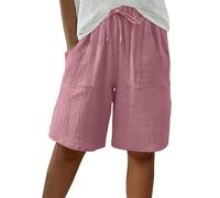 Ladies Plus Size Tops 22/24 Clearance Linen Shorts for Women UK Summer Knee Length Bermuda Shorts Baggy Straight Wide Leg Ladies Short Pants Casual Drawstring Beach Tracksuit Bottoms with Pockets