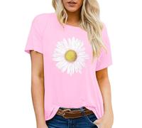 Ladies Plus Size Tops Women's Plus Size Blouse Top T-Shirt Flower Printing Button Shirt Half Sleeve Vintage Tee Blouse Top T-Shirt Summer Tops Tie Dye Tops for Women UK Tops (Pink, M)