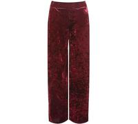 Ladies Plus Size Wide Leg Velvet Palazzo Elasticated Waist Pants Women's Street Fashion Flared Wide Leg Style Pocketed Lightweight Velour Velvet Trousers Wine UK 16-18