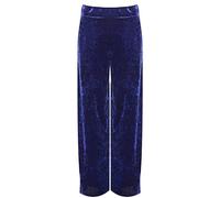 Ladies Plus Size Wide Leg Velvet Palazzo Elasticated Waist Pants Women's Street Fashion Flared Wide Leg Style Pocketed Lightweight Velour Velvet Trousers Royal Blue UK 12-14