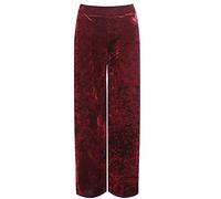 Ladies Plus Size Wide Leg Velvet Palazzo Elasticated Waist Pants Women's Street Fashion Flared Wide Leg Style Pocketed Lightweight Velour Velvet Trousers Wine UK 12-14