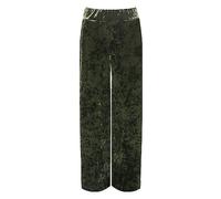 Ladies Plus Size Wide Leg Velvet Palazzo Elasticated Waist Pants Women's Street Fashion Flared Wide Leg Style Pocketed Lightweight Velour Velvet Trousers Green UK 12-14