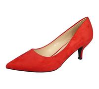 Ladies Pointed Toe Casual Work Kitten Heel Office Dress Court Shoes Womens Size Red 8