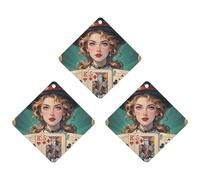 Ladies' Poker Cards Car Air Freshener, 3 Pcs Rhombus Hanging Air Freshener Cards, Long Lasting Fragrance Scented Card for Car, Home, Office Black-style