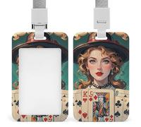 Ladies' Poker Cards Id Badge Holder with Breakaway Lanyard Abs Plastic Name Tag Holder Vertical Clear Front Window Push Slide Card Protector Gift for NurseTeacher Office Staff & Events