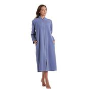 Ladies Polar Fleece Zip Front Dressing Gown, Blue, UK 14 16