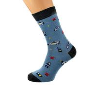 Ladies Police Hero Design Cotton Blend Socks, Blue and Grey, UK Size 4-8