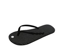 Ladies Polka Dot Flip Flops Slim Fit Flatform Sandals with Soft Yoga Mat Sole, Black & White Summer Beach Shoes for Women, Comfortable Lightweight and Slip-Resistant Walking Sandals for Casual Outings