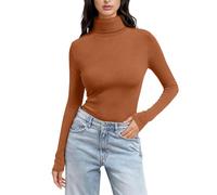 Ladies Polo Neck Jumpers Thermal Polo Neck Soft Warm Slim Fit Plain Jumpers Base Layer Yoga Underwear Lightweight Stretch Basic Pullover Top Sports Tight Undershirt 2026 Khaki