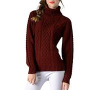 Ladies Polo Neck Jumpers Warm Winter Tunic Sweaters for Women, Loose Knitted Long Sleeve Classic-Fit Thick Lightweight Pullover Plain Stretch Casual Oversized Crew Solid Color Sweatshirt Party Home