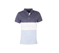 Ladies Polo Shirt Summer Top Women's Embroidered Panel Country Polos (UK, Numeric, 10, Regular, Regular, Cow Denim/White/Soft Blue)
