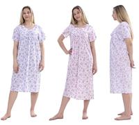 Ladies Poly Cotton Floral Short Sleeve Nightdress from 10-32 (20-22, Blue)