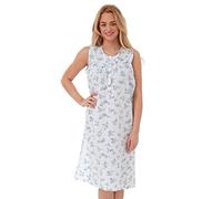 Ladies Poly Cotton Sleeveless Summer Nightie Blue 22-24