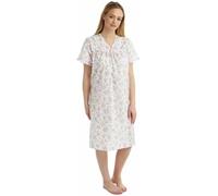 Ladies Polycotton Floral Incontinence Open Back Nightie Hospital Nightdress for Continence Problems Maternity Dress - Nightdresses for Women UK Size 8-30 (Pink, 20-22)