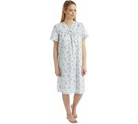 Ladies Polycotton Floral Incontinence Open Back Nightie Hospital Nightdress for Continence Problems Maternity Dress - Nightdresses for Women UK Size 8-30 (Blue, 28-30)