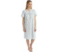 Ladies Polycotton Floral Incontinence Open Back Nightie Hospital Nightdress for Continence Problems Maternity Dress - Nightdresses for Women UK Size 8-30 (Blue, 20-22)