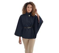 Ladies Poncho Cape Belted Jacket Women Stylish High Neck Gold Button Women Coat - One Size Fits : UK 8-14 (Navy, One Size Fits : 8-14)
