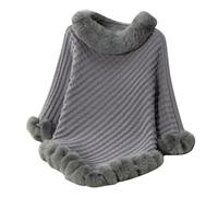 Ladies Poncho Winter Furry Shawls Sweater Elegant Fluffy Knitted Cape for Women Solid Color Jumpers Poncho Shawl Scarf Wrap One Size Warehouse Clearance Ladies Jumpers Gray