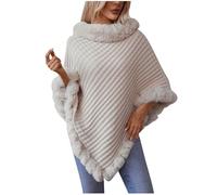 Ladies Poncho Winter Furry Shawls Sweater Elegant Fluffy Knitted Cape for Women Solid Color Jumpers Poncho Shawl Scarf Wrap One Size Warehouse Clearance Ladies Jumpers Sale Beige