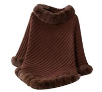 Ladies Poncho Winter Furry Shawls Sweater Elegant Fluffy Knitted Cape for Women Solid Color Jumpers Poncho Shawl Scarf Wrap One Size Warehouse Clearance Ladies Jumpers Sale Coffee