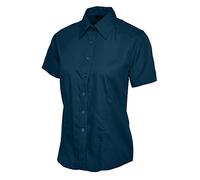 Uneek - Women's/ladies Ladies Poplin Half Sleeve Shirt - 65% Polyester 35% Cotton Poplin - Navy - Size L