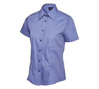 Uneek UC712 Ladies Poplin Short Sleeve Shirt Mid Blue 2XL Colour: Mid 2XL