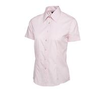 Uneek UC712 Ladies Poplin Short Sleeve Shirt Pink 2XL Colour: Pink, Si 2XL