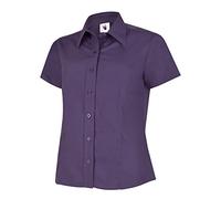Uneek UC712 Ladies Poplin Short Sleeve Shirt Purple 4XL Colour: Purple 4XL